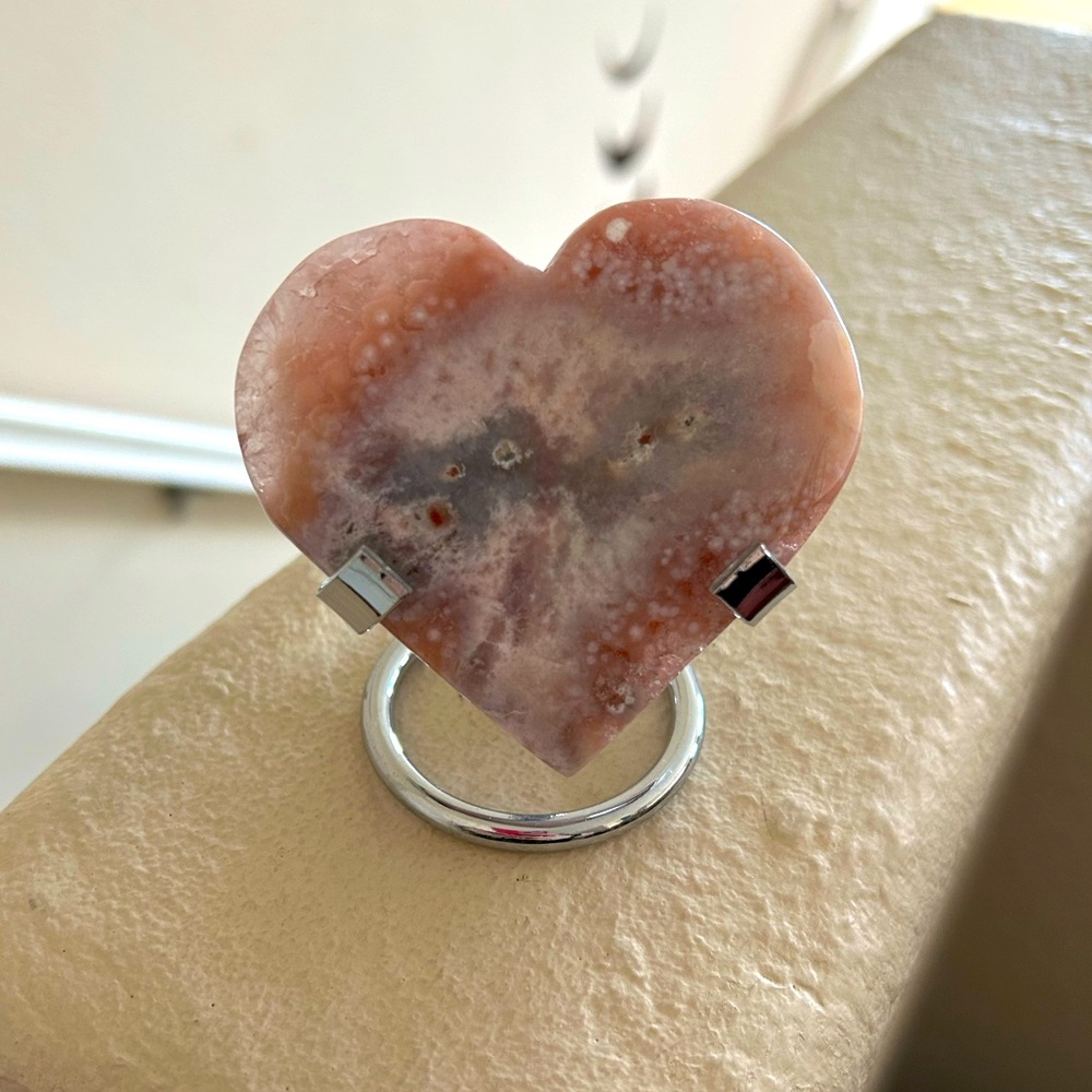 Pink Amethyst Heart on Stand